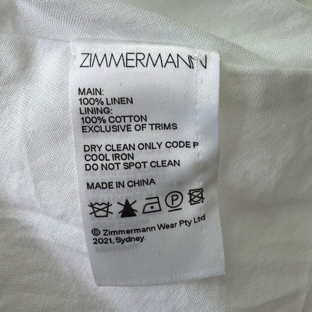 NEW Zimmermann Rosa Linen Bralette Midi Dress Ivory Size 10 - Picture 12 of 14